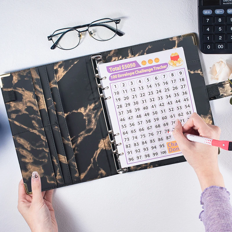 Блокнот-конверт с мраморным узором 100 дня 1 комплект