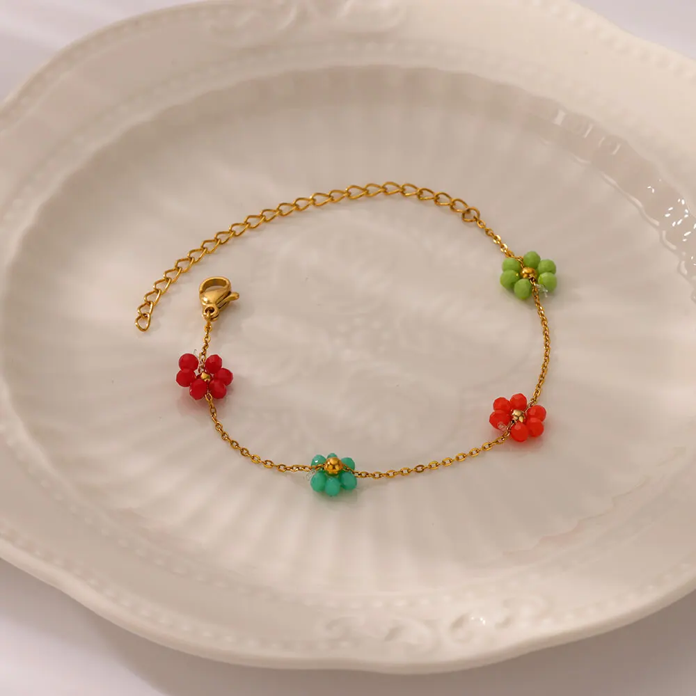 Женские браслеты из бусин и цветов в стиле бохо браслет нержавеющей стали