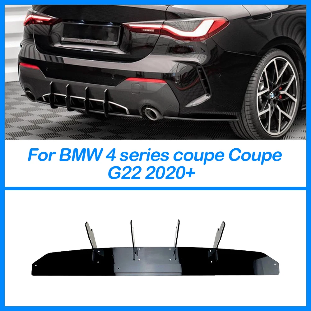 

For BMW 4 Series Coupe G22 2020 2021 2022 Glossy Black ABS Rear Lip Spoiler Blade Bumper Diffuser Modification Replacement Parts