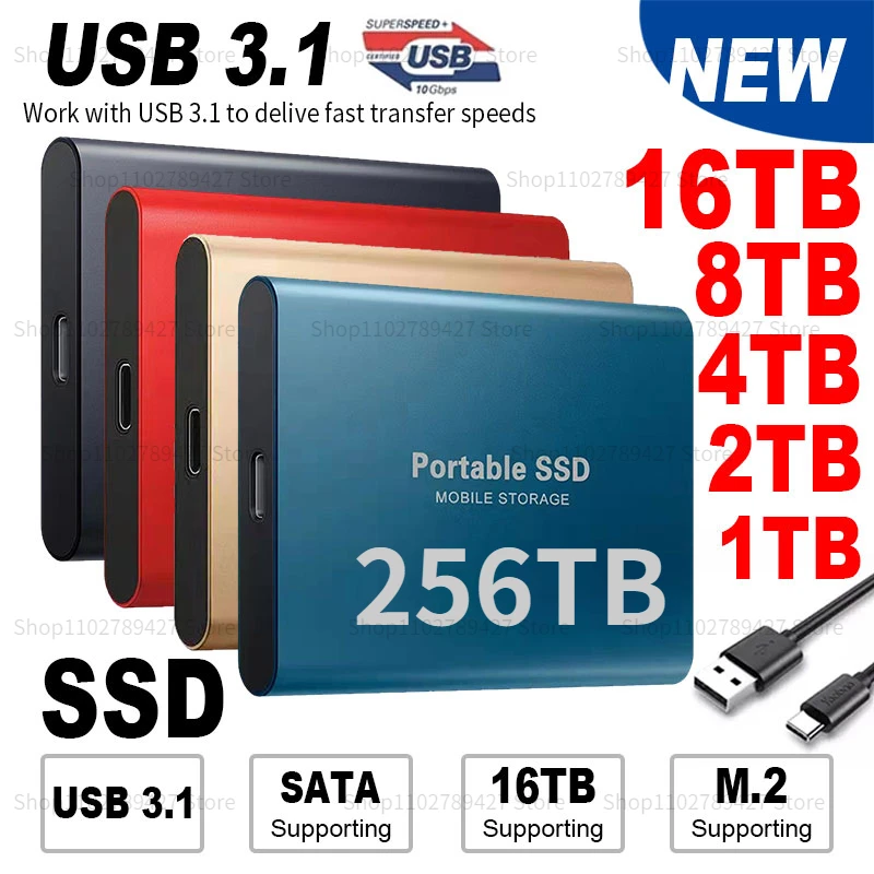 

Original High-speed 256TB SSD 4TB 2TB Portable External Solid State Hard Drive USB3.1 Interface Mobile Hard Drive for Laptop ps4