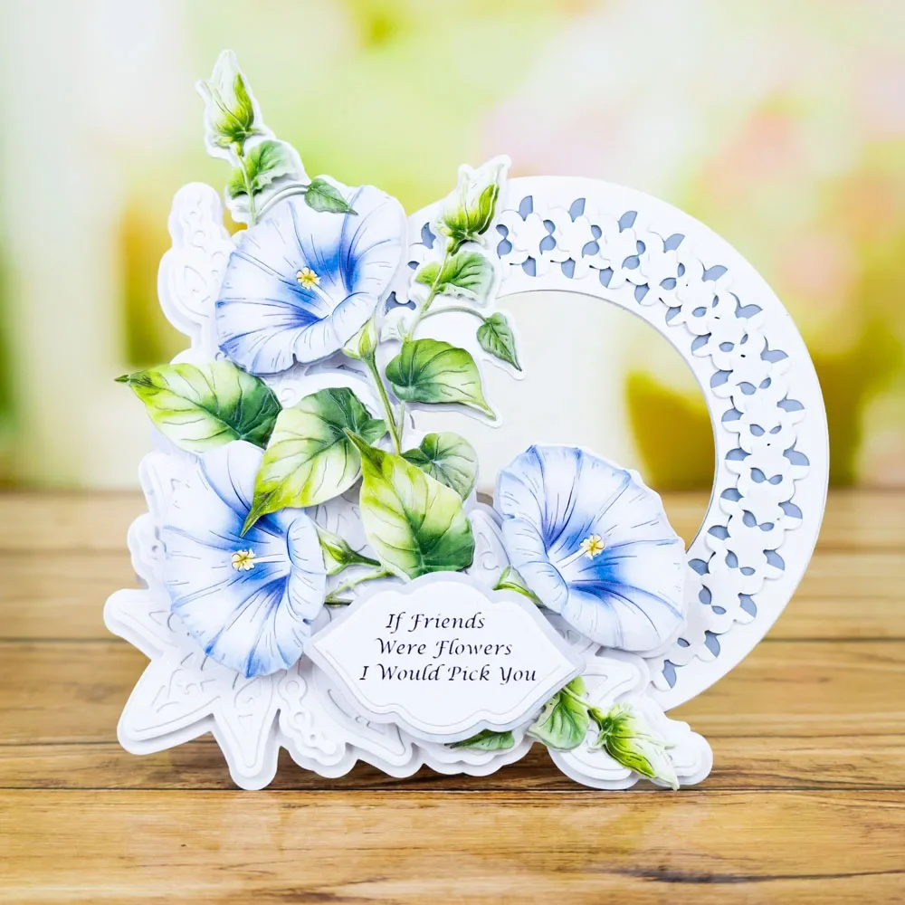 Построить букет Утренняя слава над краем цветы металлические трафареты штамп