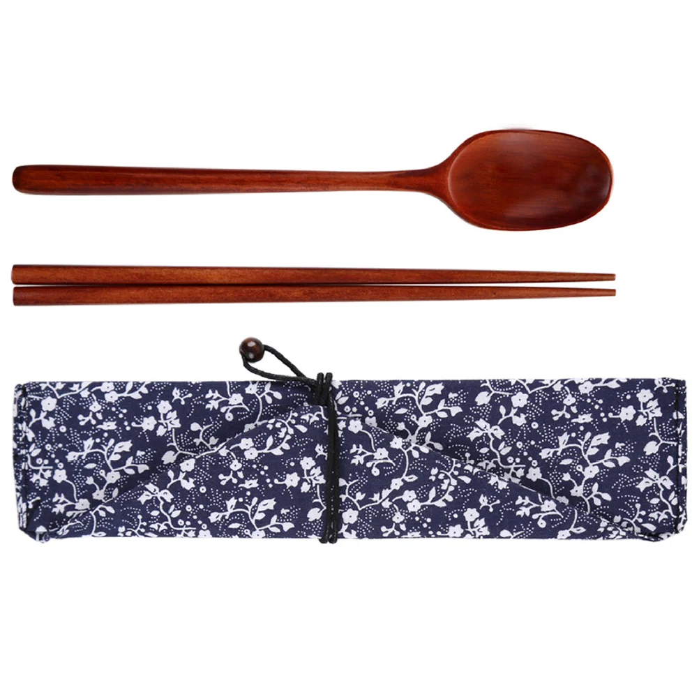 Cutlery Wooden Set Chopsticks Travel Spoon Utensils Flatware Portable Japanese Camping Lunch School Tableware Reusable Kitbox