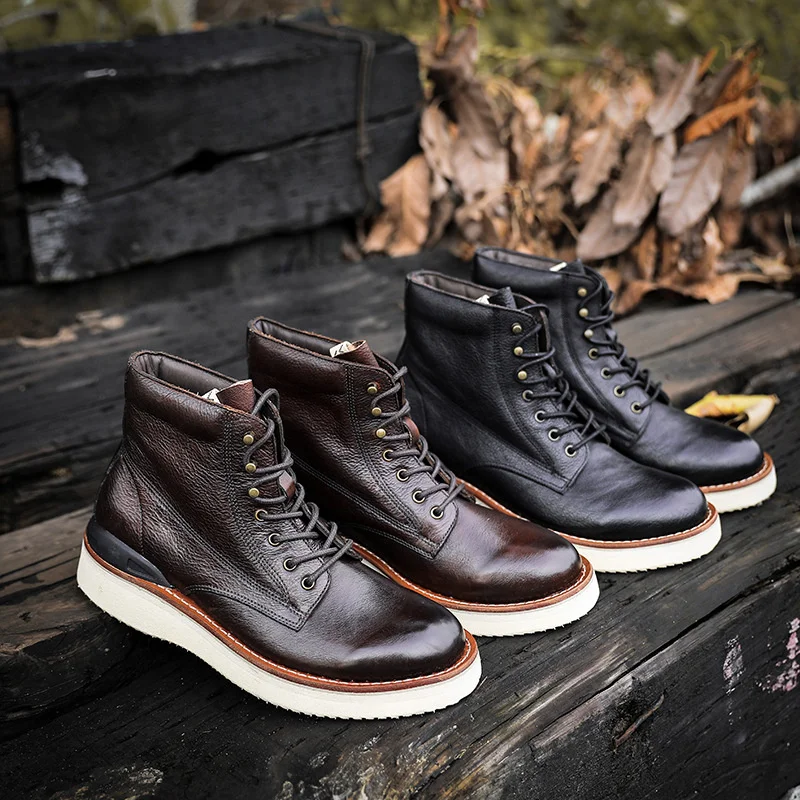 

Мужские кожаные ботинки Martin для отдыха, Модные осенние высокие рабочие ботинки до щиколотки, уличные мотоциклетные охотничьи кроссовки для...