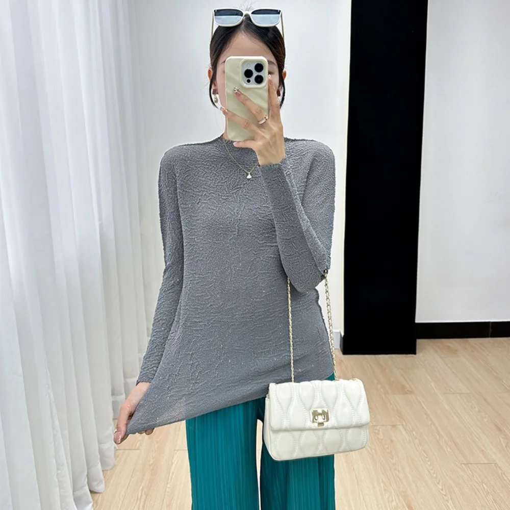 

Футболка женская однотонная с длинным рукавом, осень 2023