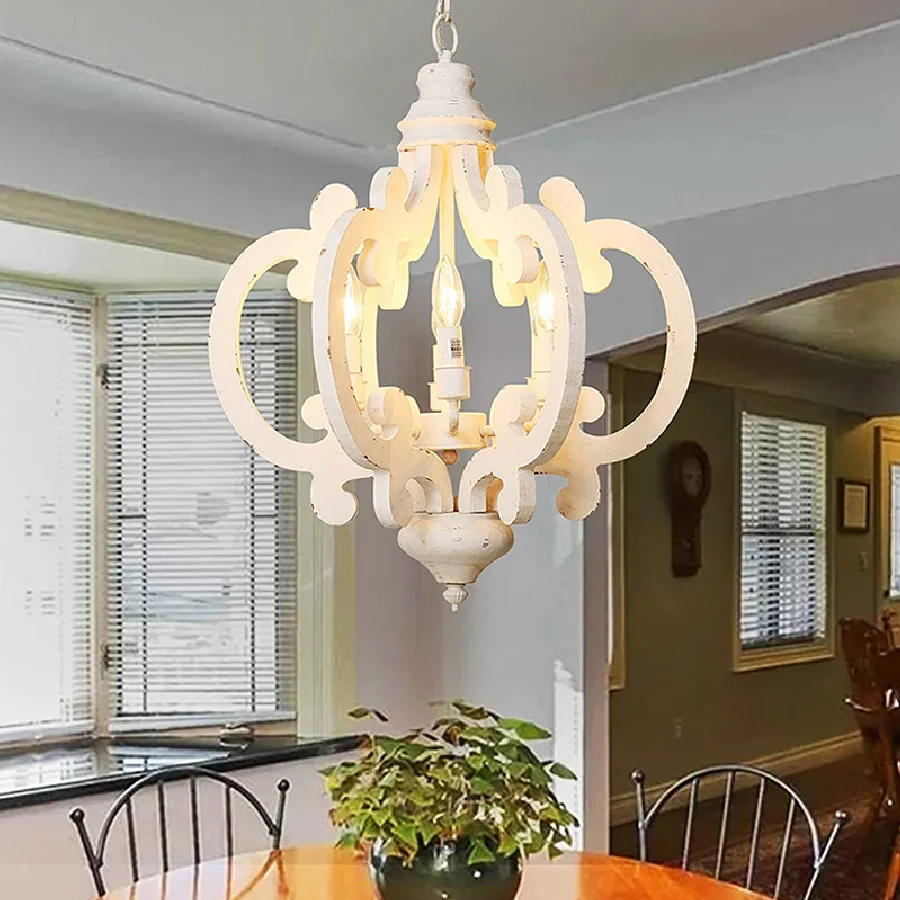 

Vintage Wooden Chandelier Lustre Lighting For Living Room Bderoom Kitchen Chandeliers Loft Retro Indoor Home Decor Light Fixture