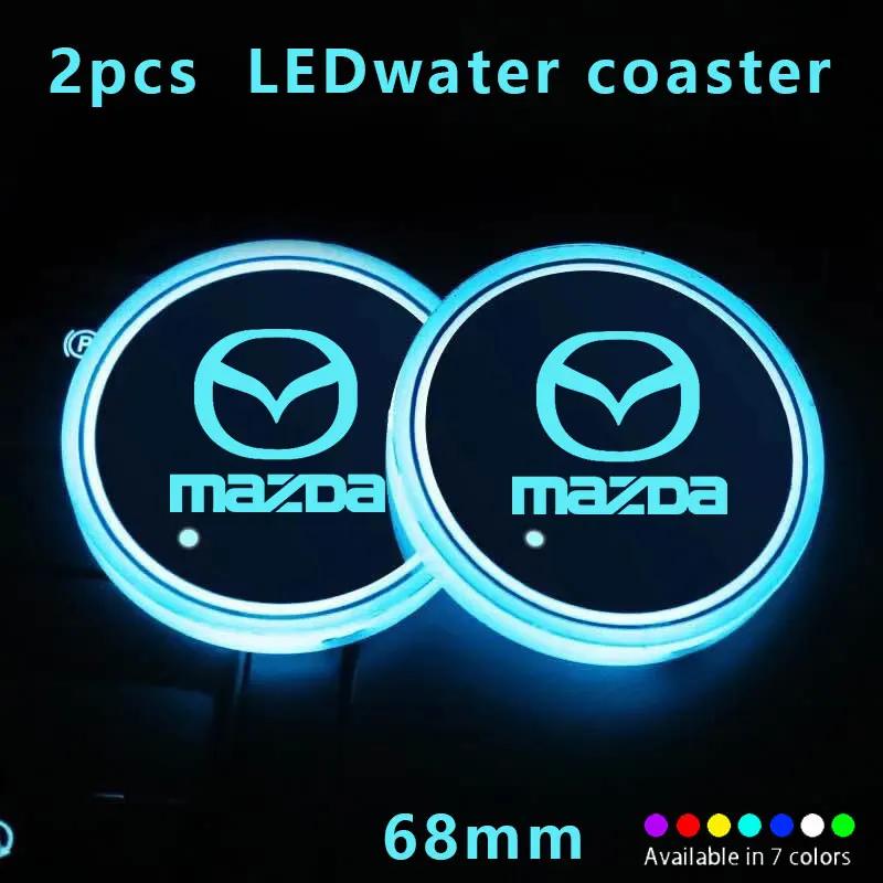 

Car Coasters Cup Holder Mats with LED light for Mazda 3 bk bl bj bn 323 Axela Atenza CX-3 CX-4 CX5 CX-7 CX-9 Auto Accessories