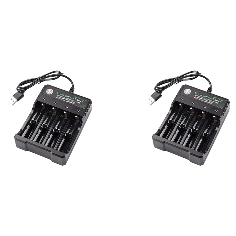 

2X 18650 Lithium Battery Charger 4 Slot 3.7V Smart USB Charging Stand 14500 Bright Flashlight Charger