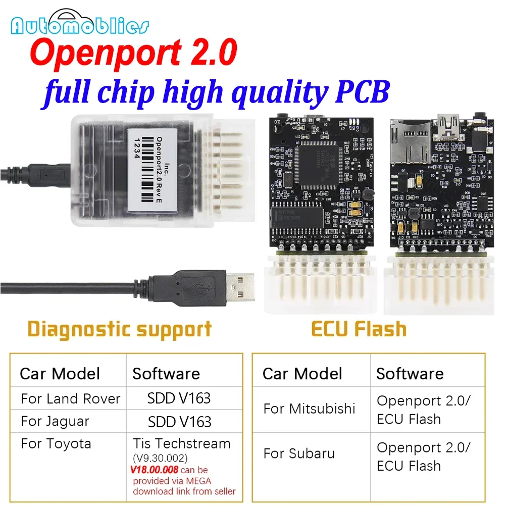 

Диагностический Сканер Openport 2.0 Для Чип-тюнинга ЭБУ OBD2 Для Mercedes J2534, Toyota, Jaguar