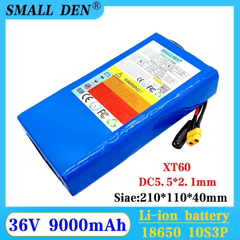 

36V 9Ah 18650 10S3P lithium battery pack 42V high power electric bicycle battery electric scooter power tool portable battery