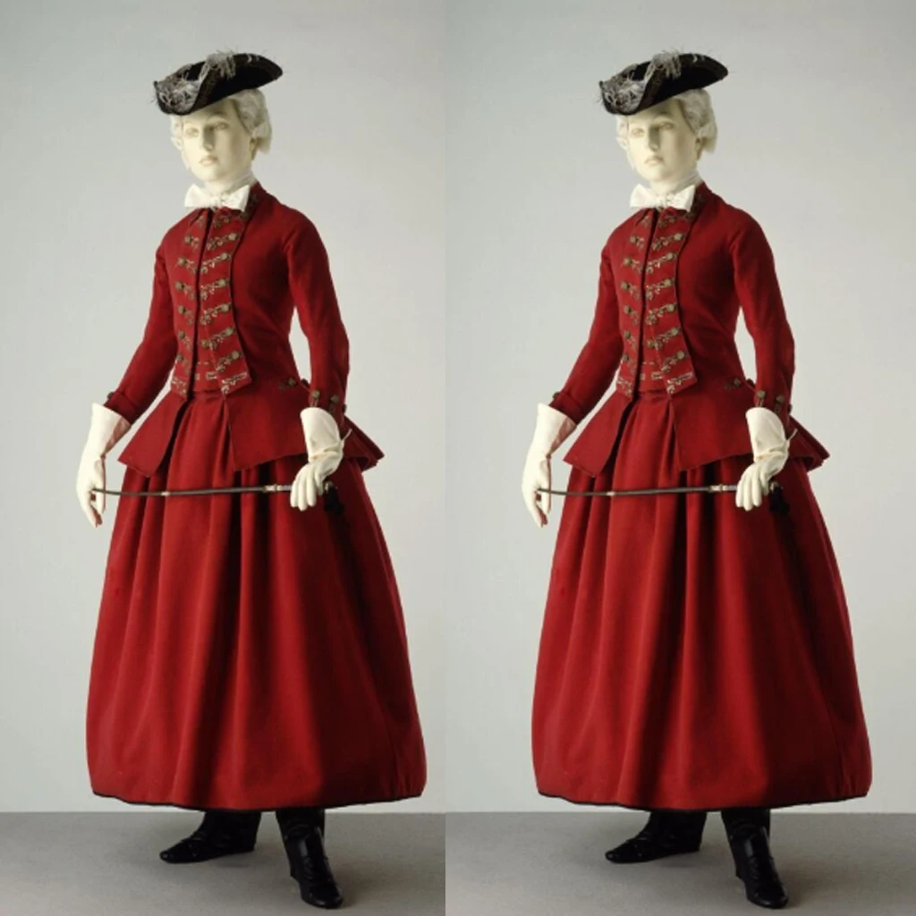 

18-е модное платье в викторианском стиле, красное женское платье для верховой езды, модель 1770s, духматное платье, одежда для ходьбы в Южном стиле Белль