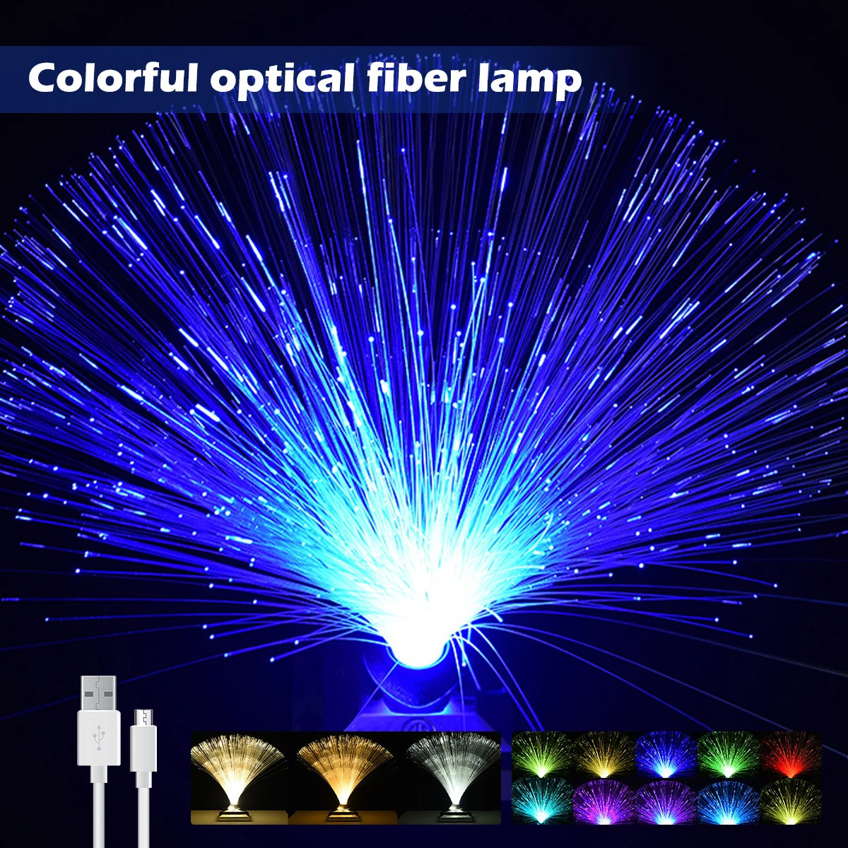 

LED Fiber Optic Lamp Color Changing Fiber Optic Light USB Rechargeable Fiber Optic Centerpiece Remote Control Night Light Table