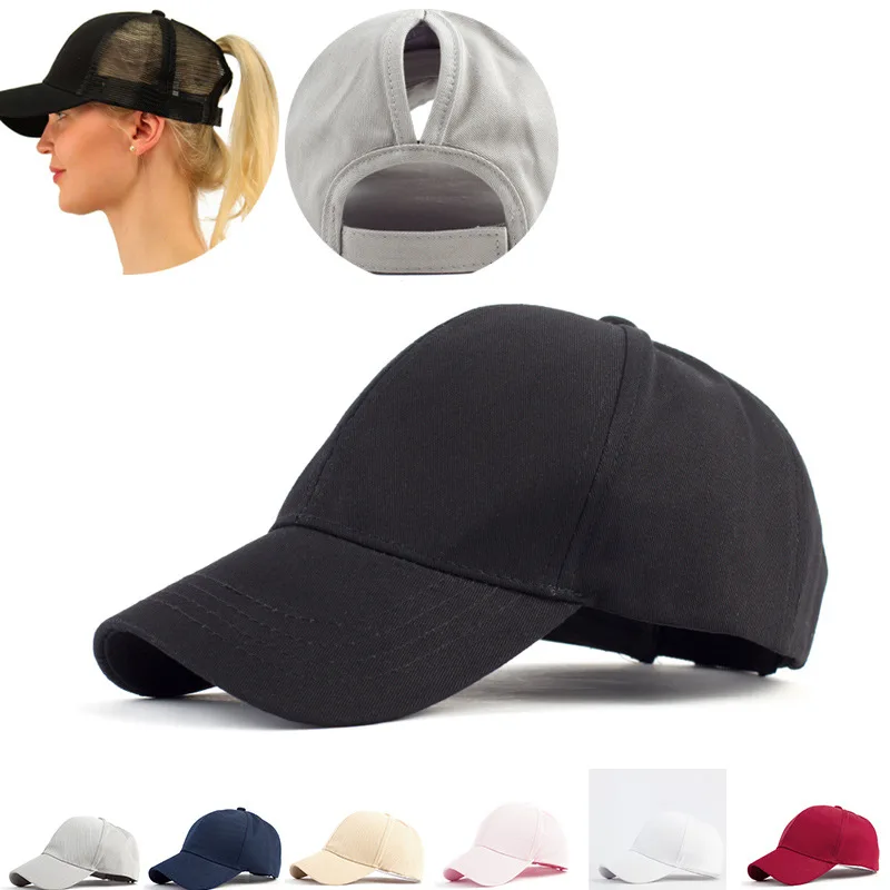 

New Spring and Summer Ladies Hat Ponytail Baseball Cap Cotton Rear Opening Sun Hat Peaked Cap MAO08
