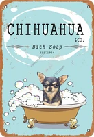 chihuahua bath soap metal vintage tin sign wall decoration 12x8 inches for cafe coffee bars restaurants pubs man cave decorative