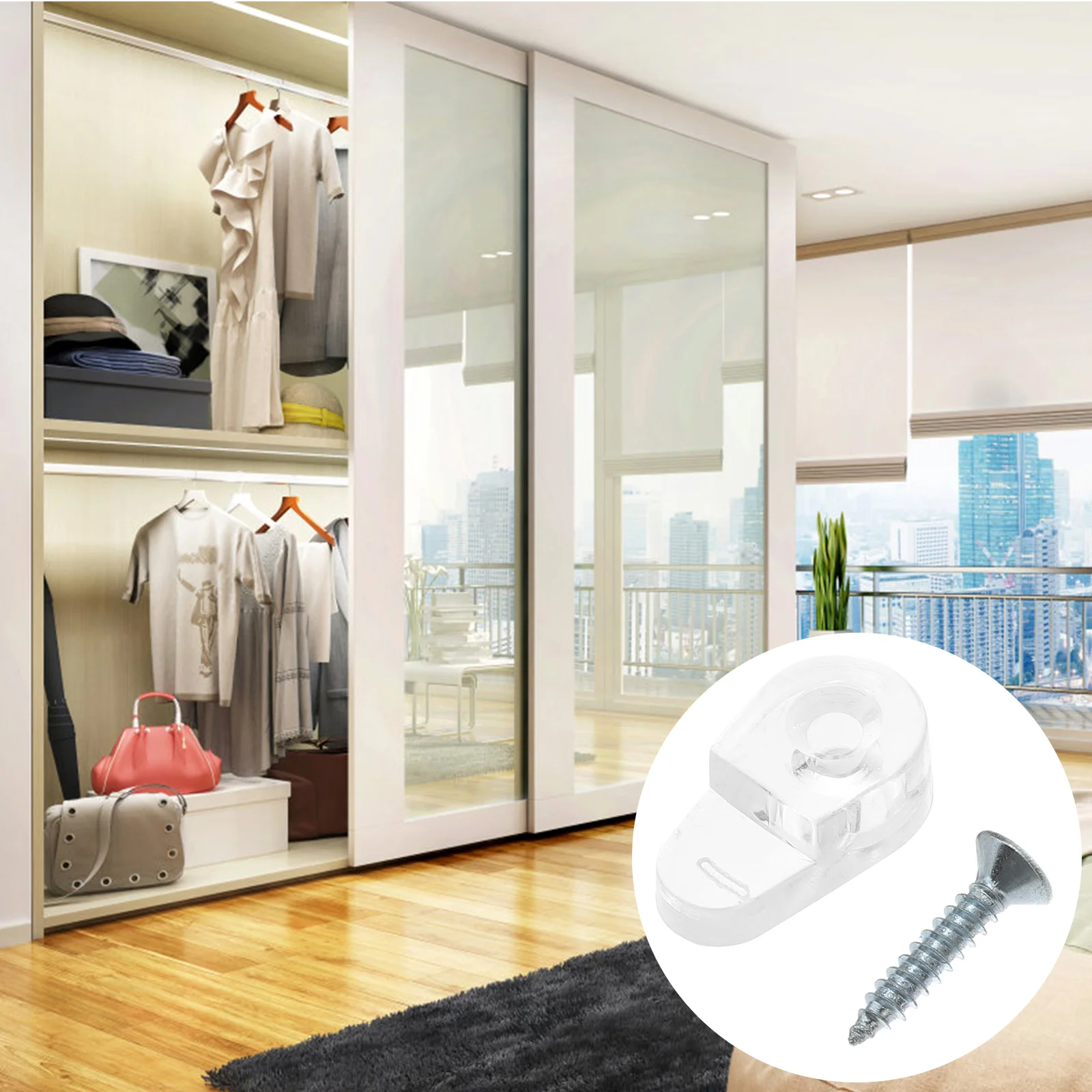 

20 Pcs Door Retainer Clips Right Angle Bracket Plastic Mirror Fixing Lamination Kit Clear Cabinet Panel Mounting Corner