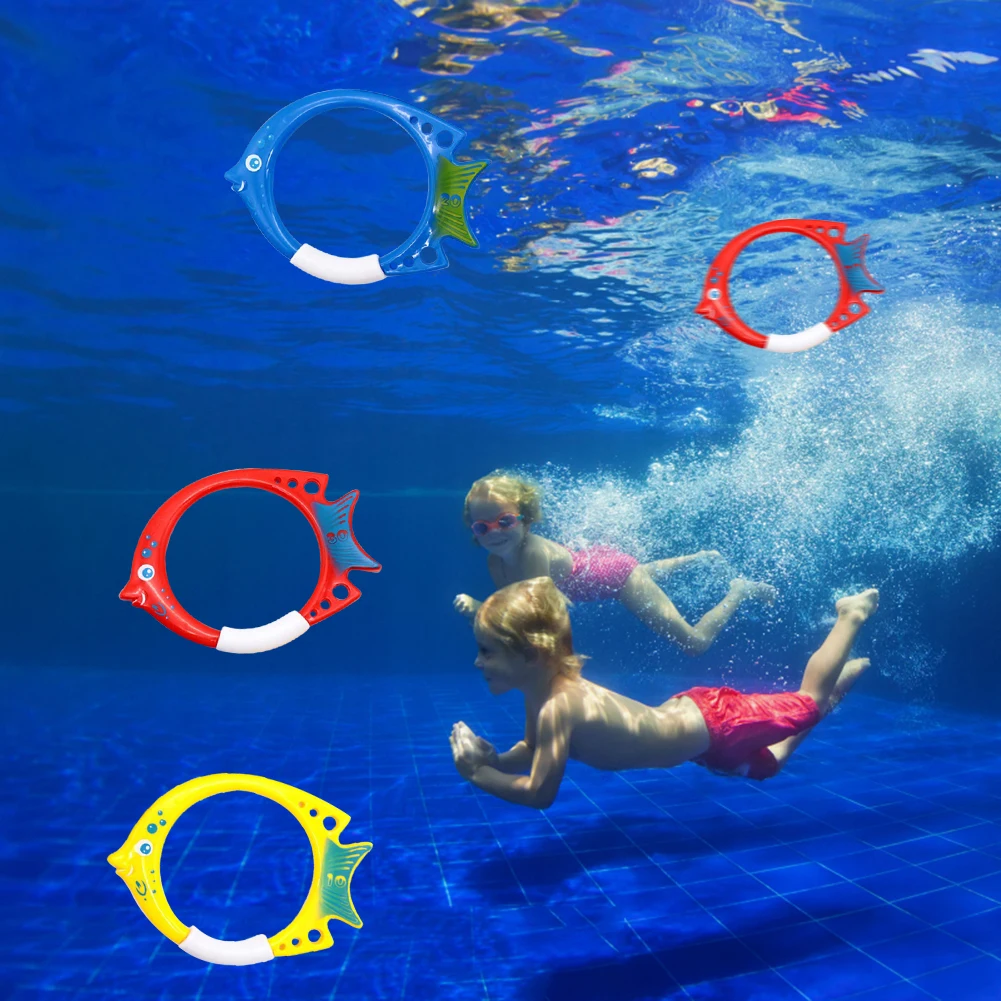 

3Pcs Fish Ring Throwing Toys Diving Game Underwater Training Sinking Pool Dive Bauble for Training Dive Swimming Game Toy