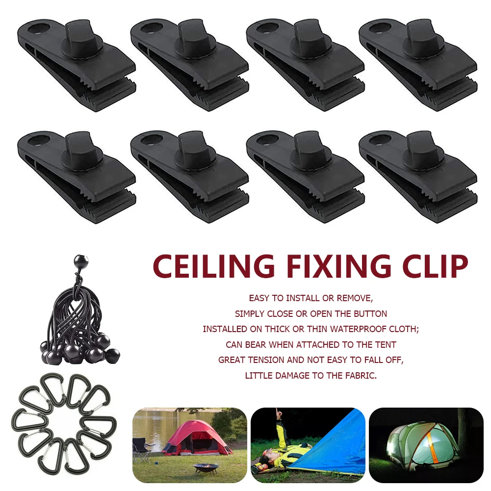 

30pcs/set Tent Rope Buckle Rainproof Tent Fixed Buckle Reusable Lightweight With Elastic Ball Rope Mountain Buckle Camping Tools
