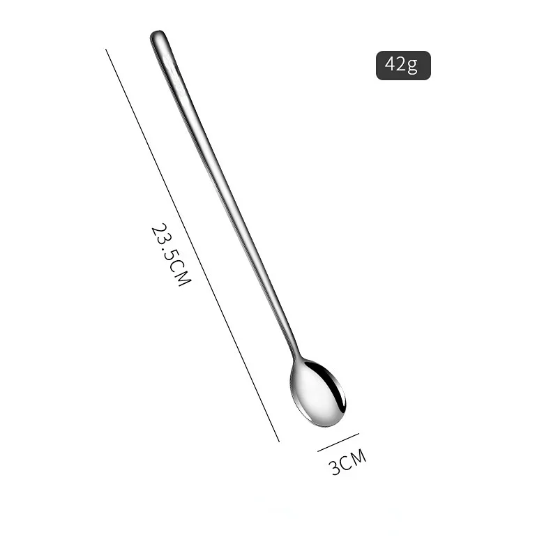 

Набор посуды из нержавеющей стали 304, ложка, чайная ложка, десертные кофейные ложки для мороженого, кухонные аксессуары, инструменты для бара, новая длинная ручка