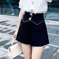 summer thin section high waist women suit shorts korean fashion loose wide leg tooling cotton shorts black water brick hot pants