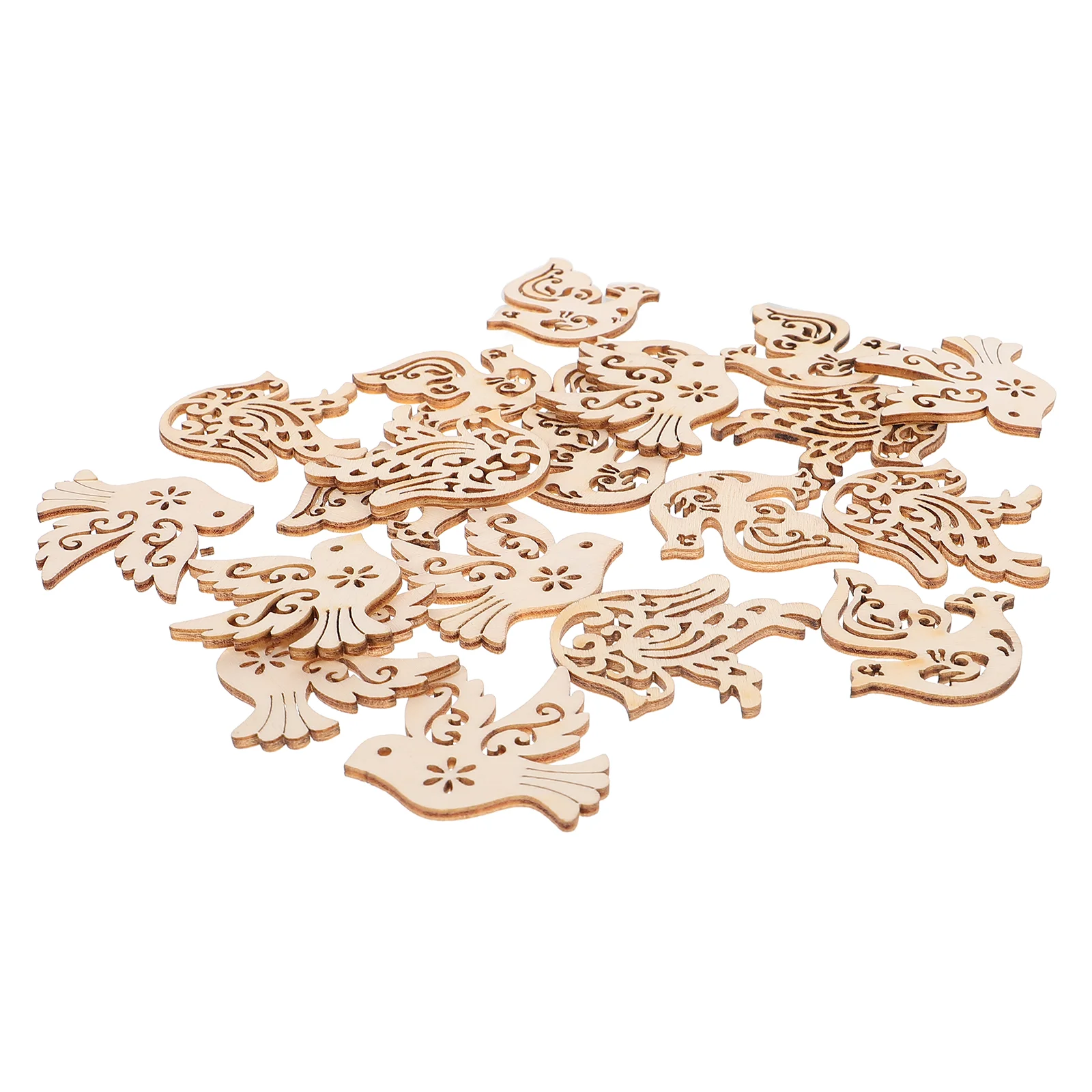 

50pcs Bird Shaped Wooden Pieces Decor Diy Handmade Wooden Slices Hanging Unfinished Craft