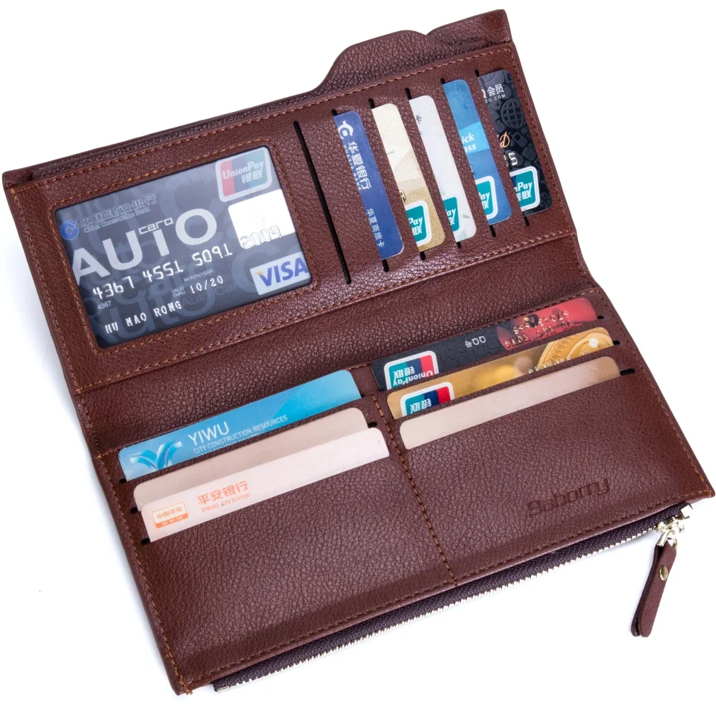 Классический длинный кожаный мужской кошелек модный высококачественный