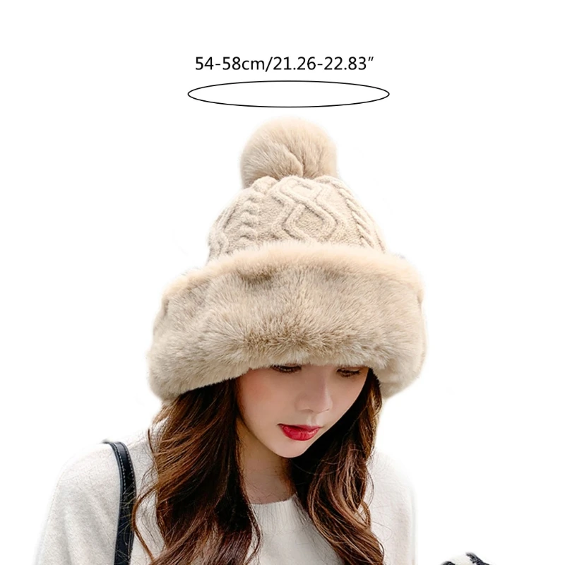 

Теплая шерстяная шапка M2EA с защитой от холода, модная Вязаная Шапка-бини с плюшевым помпоном, индивидуальная шапка с помпоном для осени и зимы
