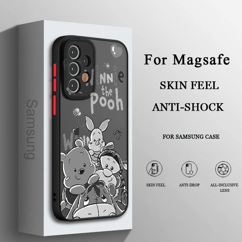 

Disney Winnie The pooh pig Phone Case For Samsung A71 A70 A52 A51 A42 A32 A22 A21S A12 A33 A53 Frosted Translucent Cover