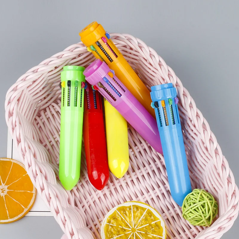 

10 Colors Chunky Ballpoint Pen Kawaii Rollerball Pen School Office Supply Gift Stationery Papelaria Escolar