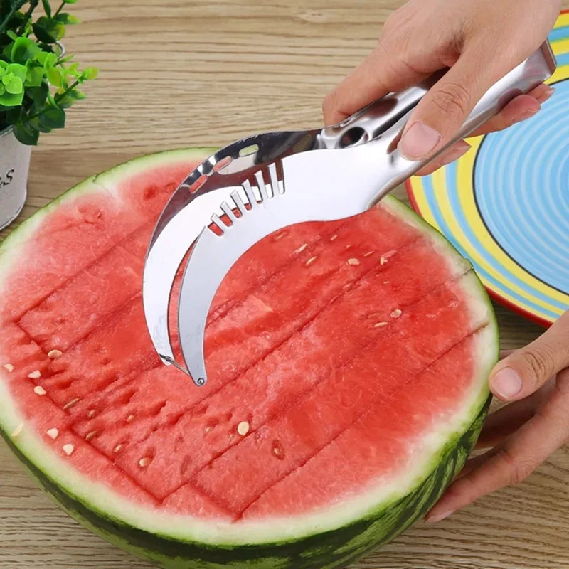 

Watermelon Cutter Knife Stainless Steel Cantaloupe Pitaya Multifunctional Fruit Divider Slicer Peeler Salad Kitchen Gadgets