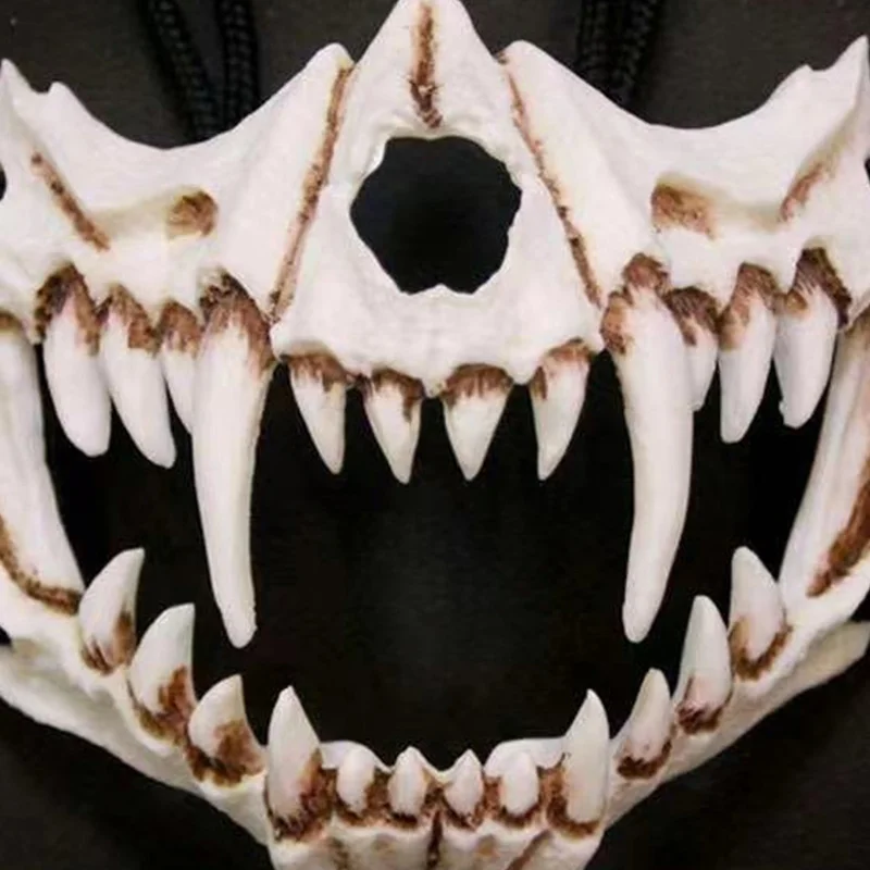 Маска вечерние с длинными зубьями демон Самурай белый фотоволк дракон тигр маска