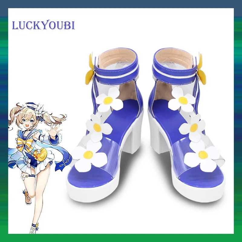 

Game Genshin Impact Barbara Cosplay Shoes Summertime Sparkle Barbara High Heels Shoes For Women Cosplay Halloween