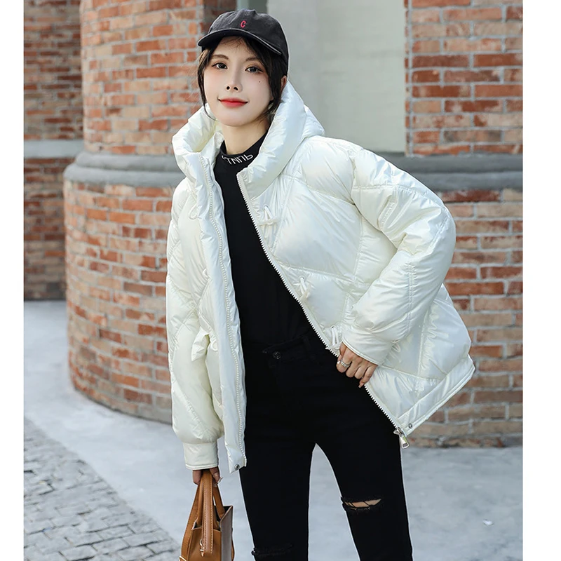 Casual Cotton Padded Coat Women Solid Thicken Warm Hooded Jacket Women 2022 Winter Korean Fashion Elegant Loose Outwear Female