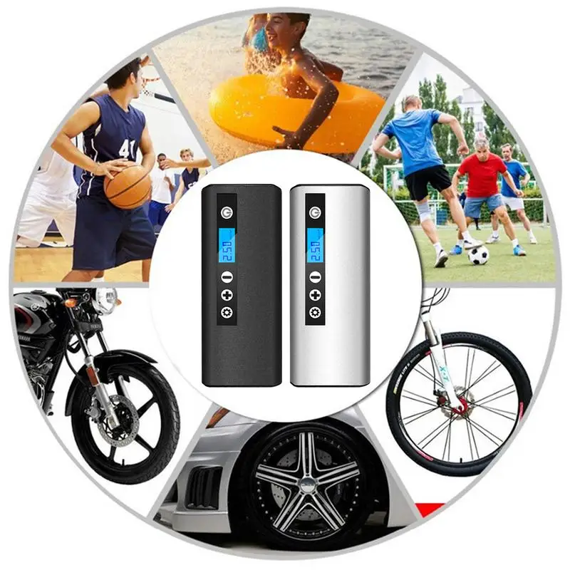

60W 12V Electric Car Air Pump 150PSI Rechargeable 2000mAh Tire Inflator Moto Wireless Cordless USB Compressor With LCD Display