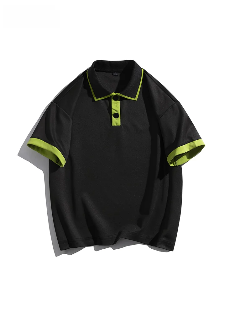 Японская модная уличная рубашка-поло с коротким рукавом и отложным воротником