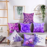 blue purple flower pattern square pillow cushion cover car sofa office chair polyester pillow cover simple home decor ornament