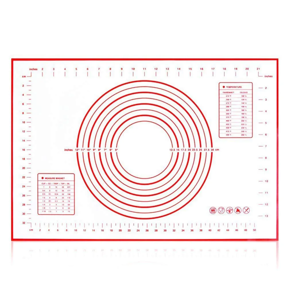 

Silicone Non-Stick Baking Mat, Heat Resistant Pastry Rolling Pad, Professional for Macaroon/Cookie/Pizza/Bun/Bread Making