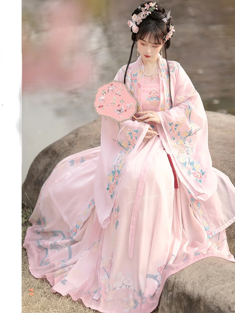 

New Chinese Style Traditional Hanfu of Tang Dynasty Cosplay Folk Dance Costumes Improved Fairy Dress Korean Women Elegance Fresh