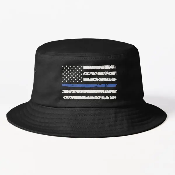 Thin Blue Line Usa Flag Bucket Hat  Bucket Hat Black Mens Sport Sun Fashion Summer Cheapu Fish Caps Solid Color Hip Hop