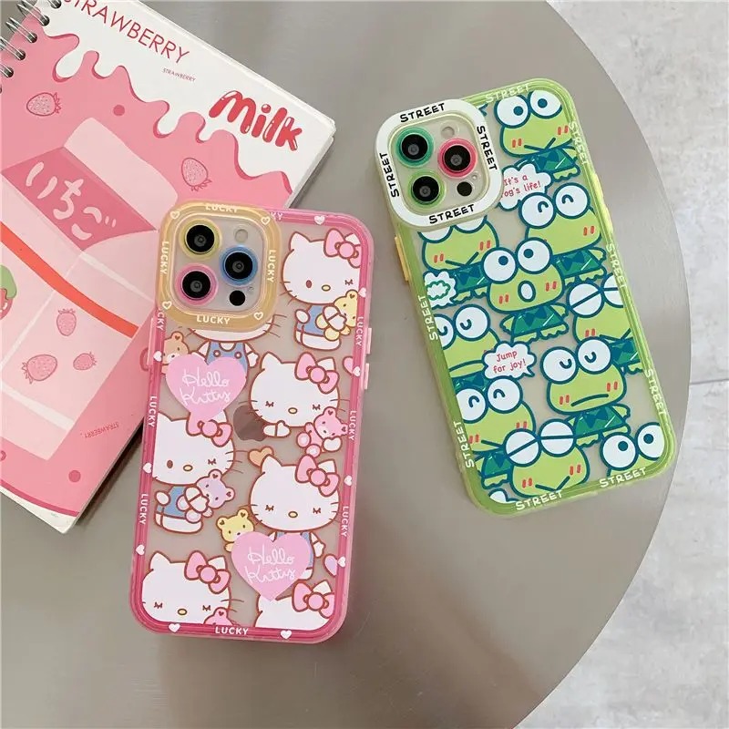 

Bandai Hello Kitty Cartoon Kawaii Cat Frog Phone Cases For iPhone 13 12 11 Pro Max Mini XR XS MAX 8 X 7 SE 2020 Back Cover