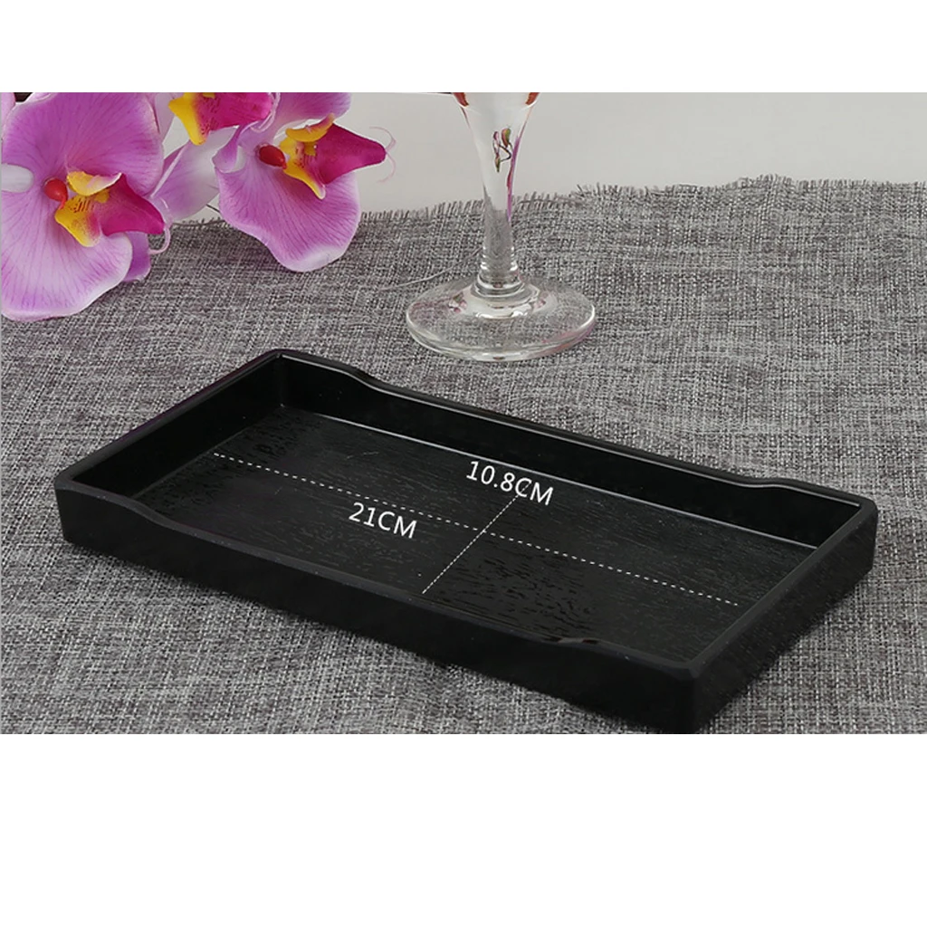 2pcs Serving Plate Wooden Breakfast Tea Bed Tray Platter Black