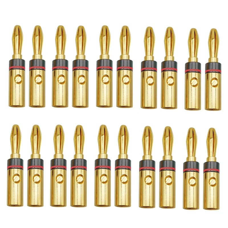 

1Set Banana Plug 24K Gold-Plated 4MM For Audio Jack Speaker Amplifier Plugs Gold+Red