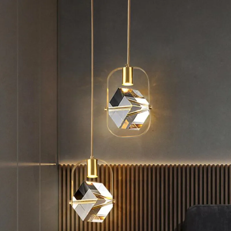 Modern Luxury Crystal Led Pendant Light Living room Dining Room Kitchen Glass Hanging Light Bedroom Bedside Pendant Lamps