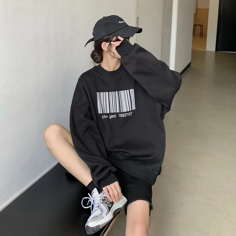 

6335 Harajuku port style women's chic autumn 2022 new small casual hoodless Sweatshirts