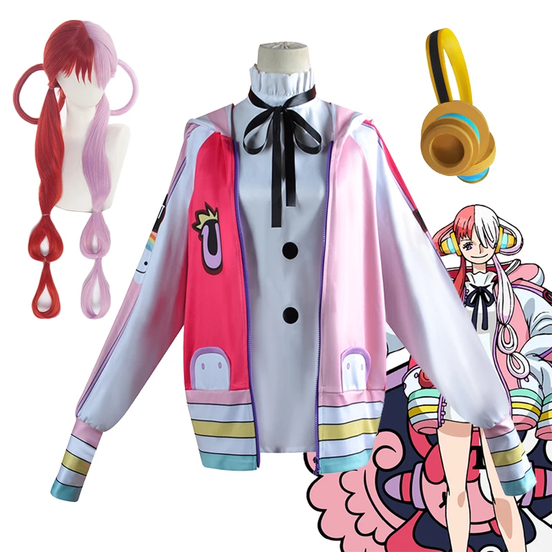 

UTA Cosplay Costumes Anime One Piece Red Songstress The Shanks's Daughter UTA Role Play Dress With Headdress Wig For Women Girls