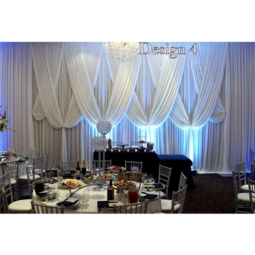 

10ft X 20ft Luxury Pure White Wedding Backdrop Stage Curtain With Fabric Draps For Wedding Baby Shower Party Decortaions
