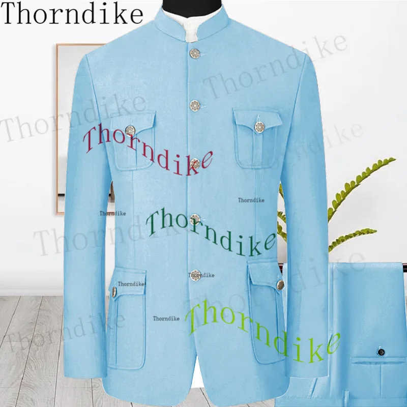 

Шикарные светильник-голубые мужские костюмы Thorndike 2023, классический стиль, мужская деловая офисная одежда, комплекты, повседневные праздвечерние чные смокинги