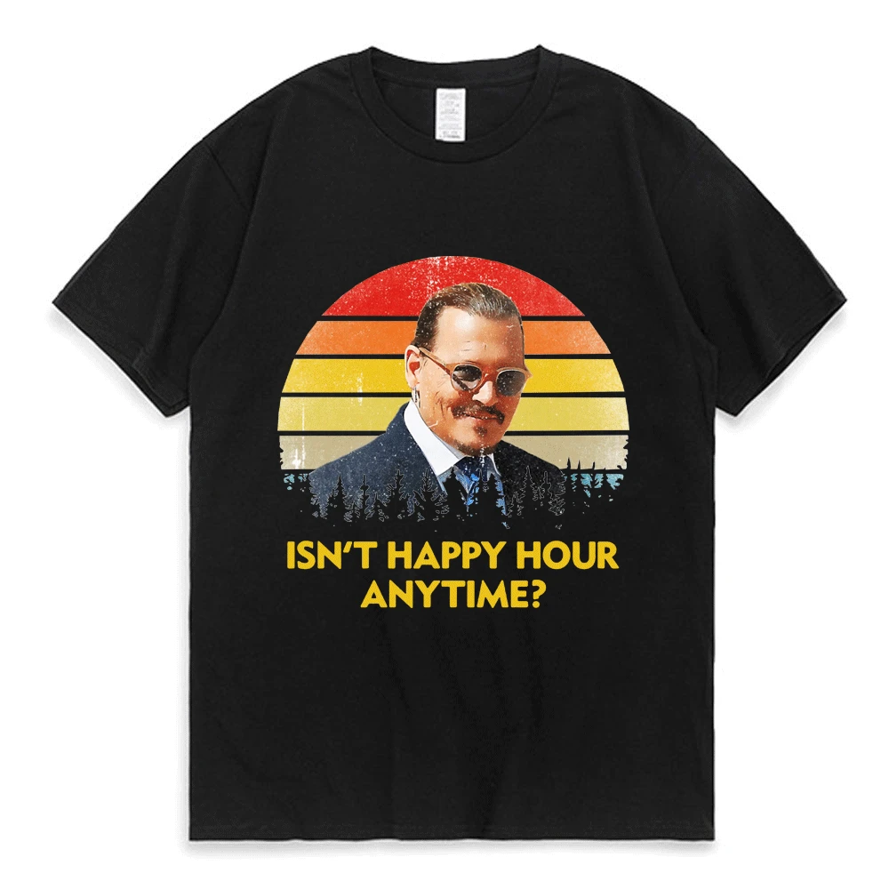 

Isn't Happy Hour Anytime Justice Vintage T Shirt Mega Pint of Wine Funny Graphic T Shirt Men Women Cotton Casual T-shirts Tops