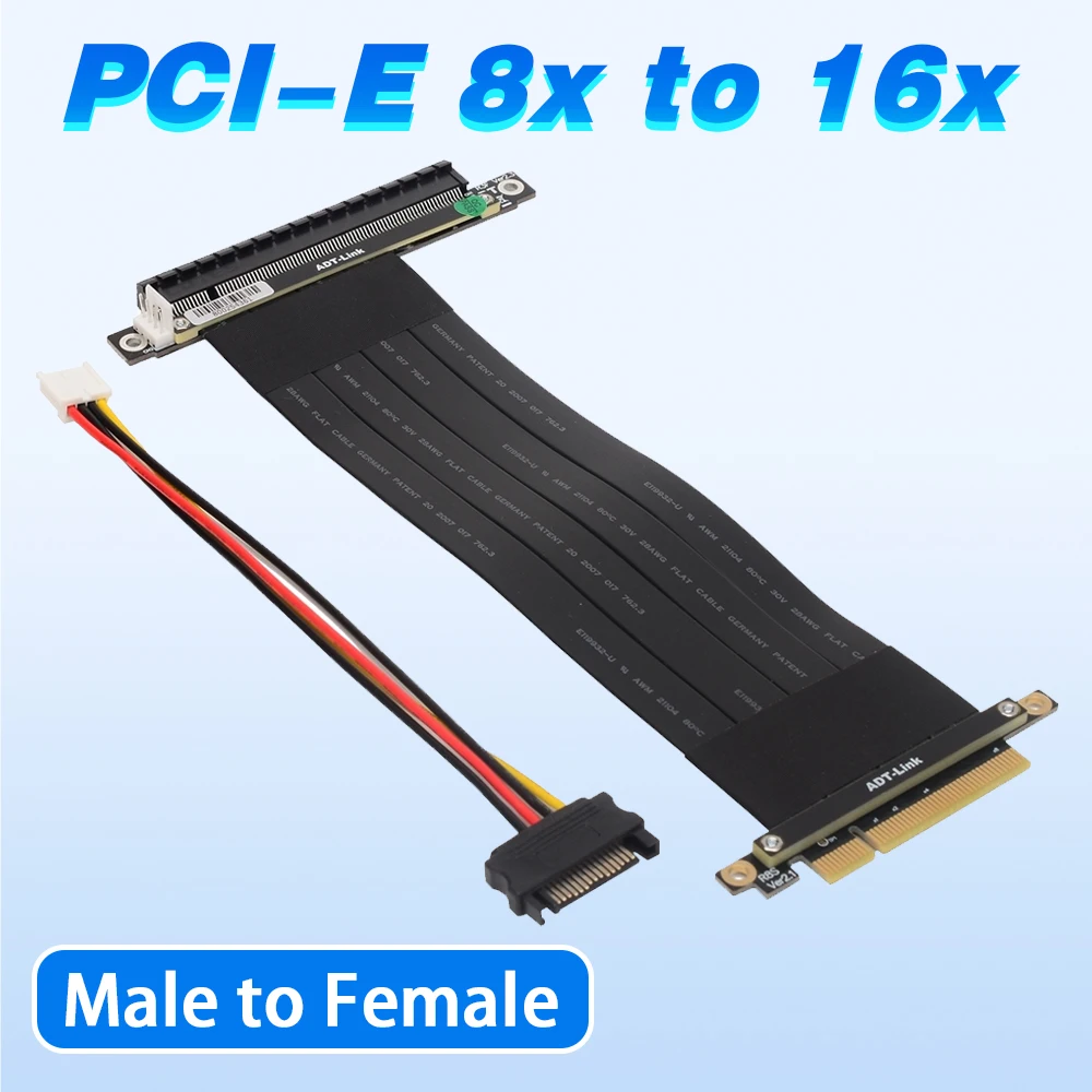 

RTX3060 PCI-E 8x 16x Райзер для Nvidia RTX 3080 3070 3060 ETH монета Майнер PCIe X8 до X16 GPU Райзер Ethernet Майнер Удлинительный кабель