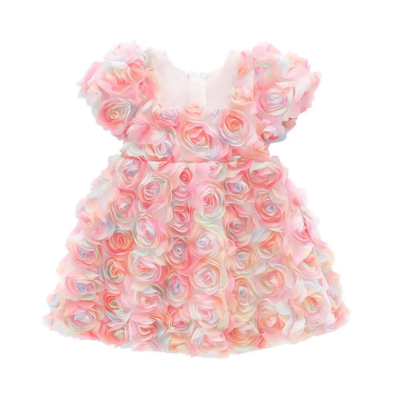 

Children Dresses Summer Flowers Girls Dresses Wedding Party Kids Clothes for 2-6Y