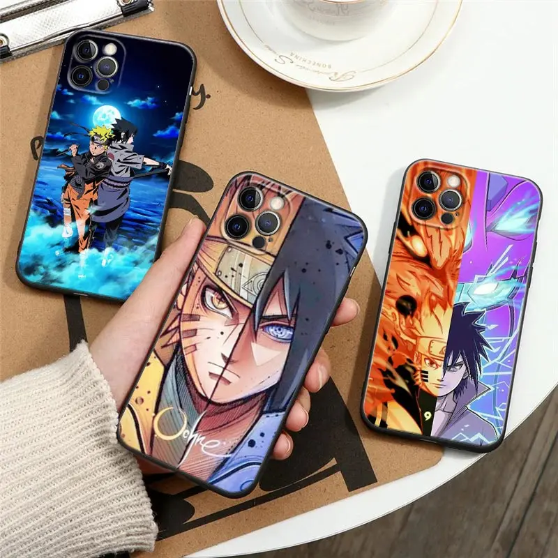 

Anime Uzumaki Naruto Sasuke Black Coque Silicone Phone Case for IPhone 12 11 13 Pro Max XS XR X 8 7 6s Plus SE Soft Cover Fundas