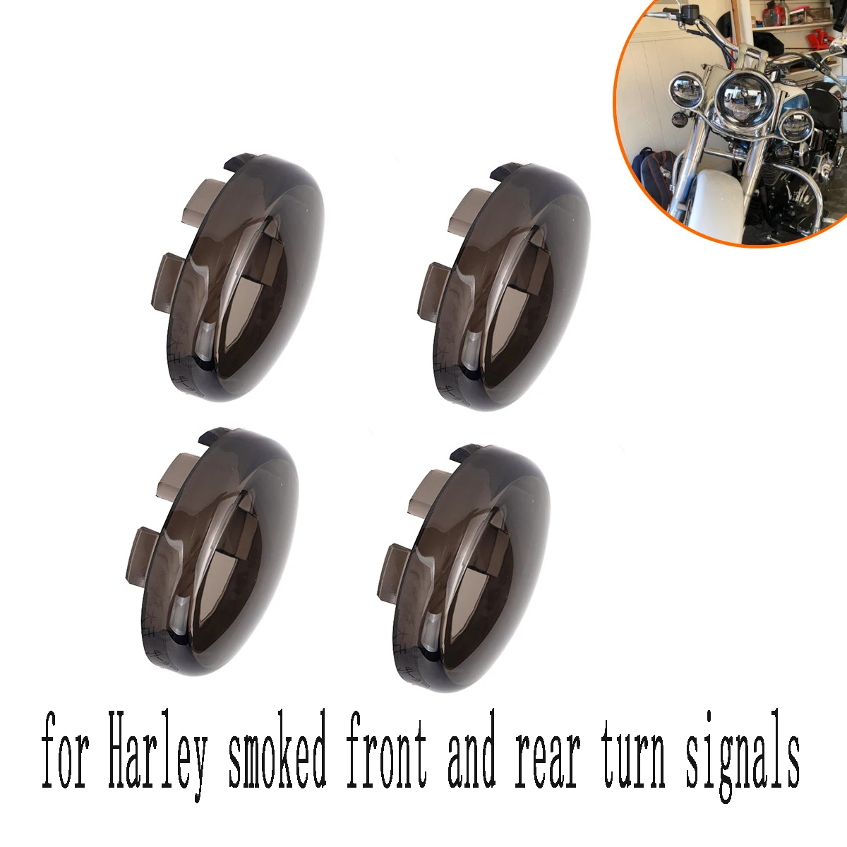 

Motorcycle Modification Parts for Harley Smoked Front and Rear Turn Signal Cover, Turn Signal Shell Motorcycle Accessories